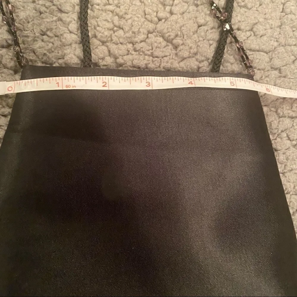 Black Elegant Bag With A Little Beading Hanging In Front